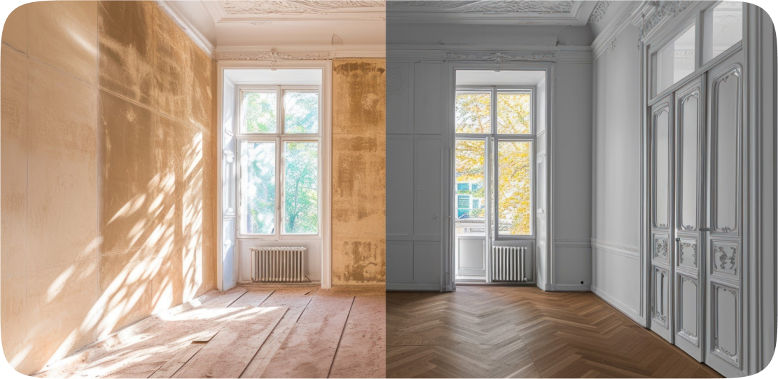 before and after carpentry and painting renovation